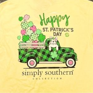 NWT Simply Southern Preppy St. Patrick’s day butter yellow tshirt size small